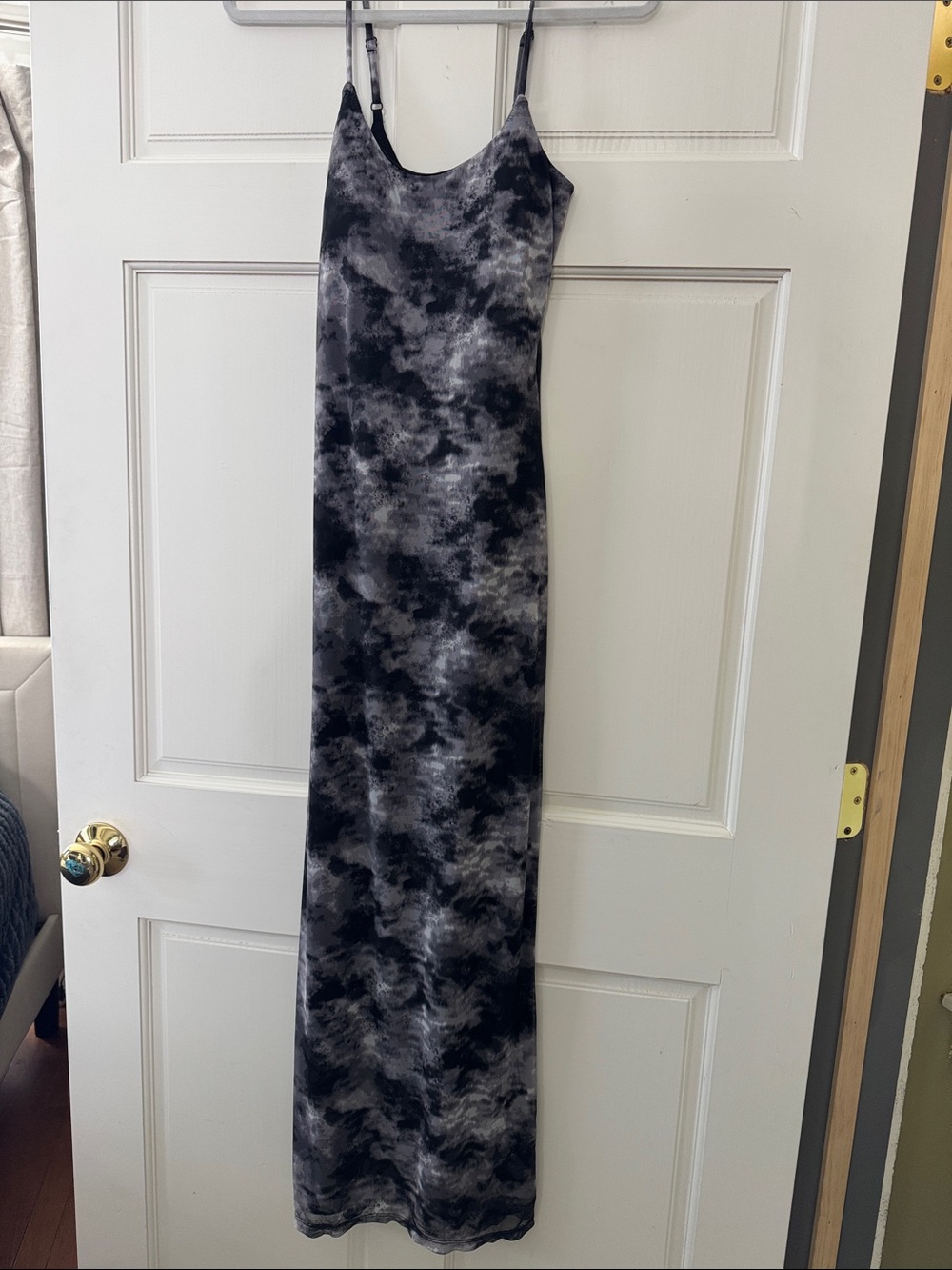 No Boundaries Black and Gray Tie-Dye Maxi Slip Dress